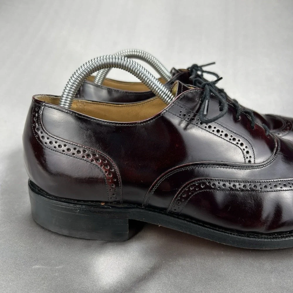 Johnston Murphy Optima Burgundy Wingtip Oxford Brogue Shoes Men's 7.5 D Business